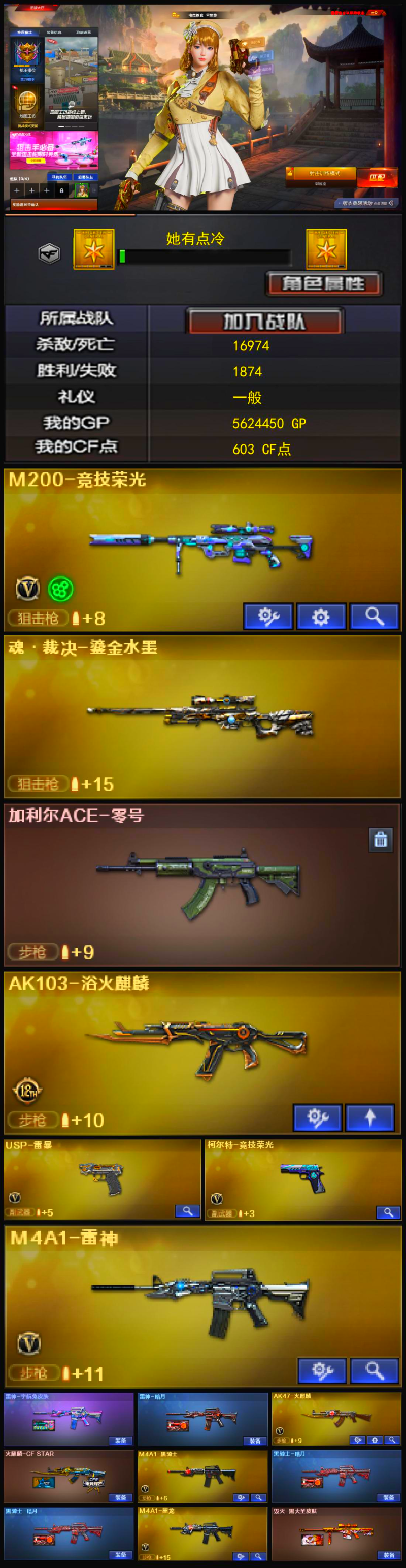编号KD1809【M200-竞技荣光 USP-雷暴 柯尔特-竞技荣光 雷暴套】
南部战区【湖南一区】【可排位】【枪王2】【会员等级VIP5】【CF点603】【V武器数30】【雷暴套装X1套】【竞技荣光套装X1套】【竞技荣光套装X1套】【M200-竞技荣光】【USP-雷暴】【柯尔特-竞技荣光】【电竞教官-云悠悠】【乔伊教练】【潘多拉-X】【M4A1-雷神】【雷神-宇航兔皮肤】【雷神-暗月】【AK47-火麒麟】【火麒麟-CFSTAR】【火麒麟-雷神】【M4A1-黑骑士】【黑骑士-暗月】【黑骑士-暗月】【M4A1-黑龙】【毁灭-黑大圣皮肤】
